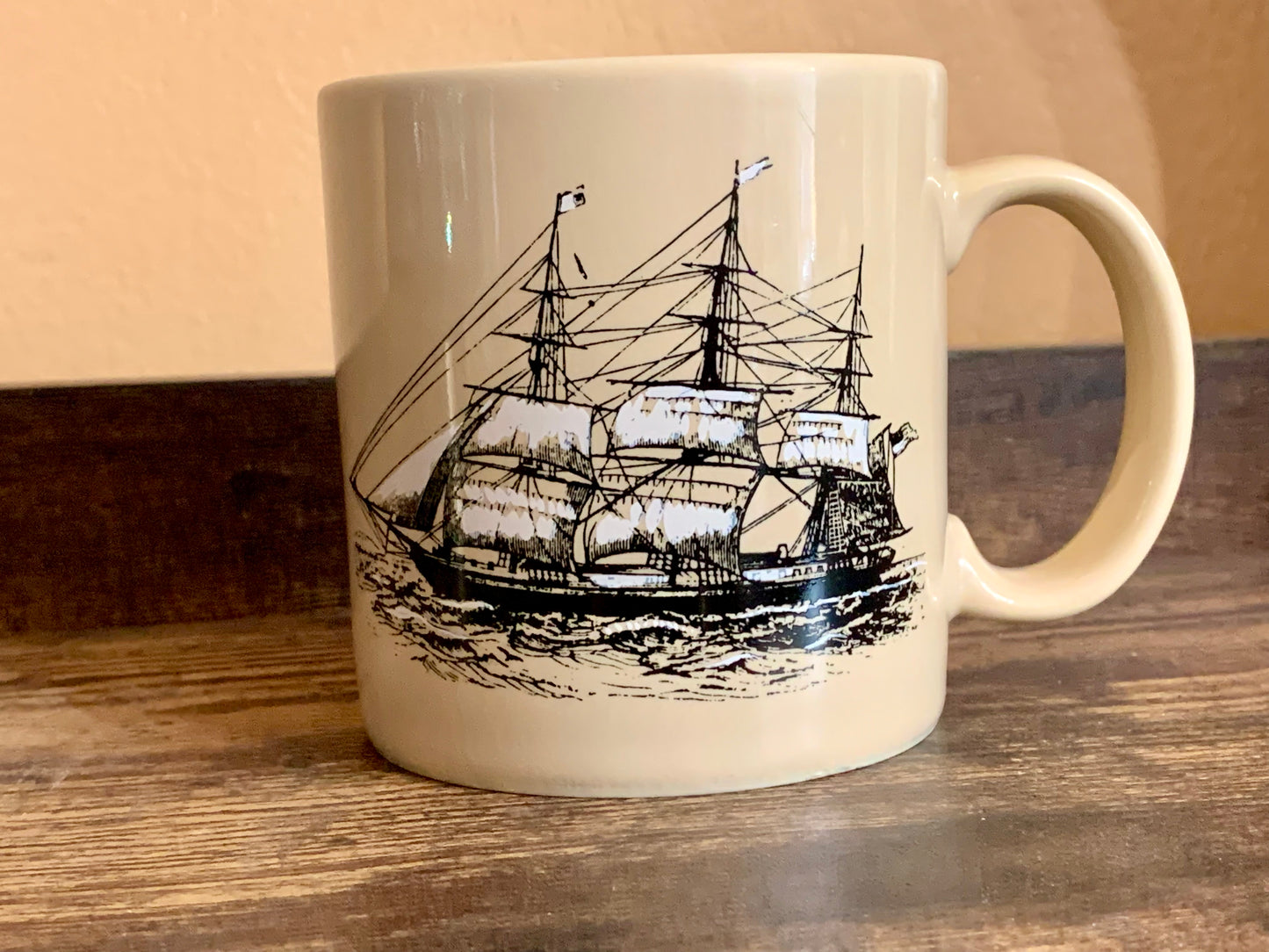 Vintage Nautical Coffee Cup - Pirate Ship